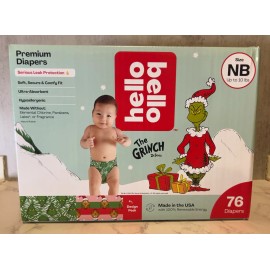 Hello Bello NB Up To 10lbs Diapers Grinch Who Stole Christmas Holiday 76 Ct NEW