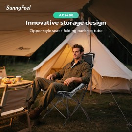 SUNNYFEEL High Back Camping Chair for Adults, Lightweight Camping Chair Support 250 lbs Heavy Duty, Compact Folding Chair Design, Portable & Collapsible Camping Chairs for Outdoor, Camp, Beach, Picnic