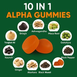 10 in 1 Alpha Gummies, 4000mg Himalayan Alpha Shilajit Gummies for Energy Boost & Immune Support, with Ashwagandha, Gokshura, Fulvic Acid and 85+Trace Minerals, No Added Sugar, Non-GMO, 60 Count