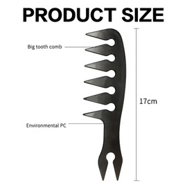 Generic Wide Tooth Combs,Texture Comb for Hair Styling Men Women Barber Black