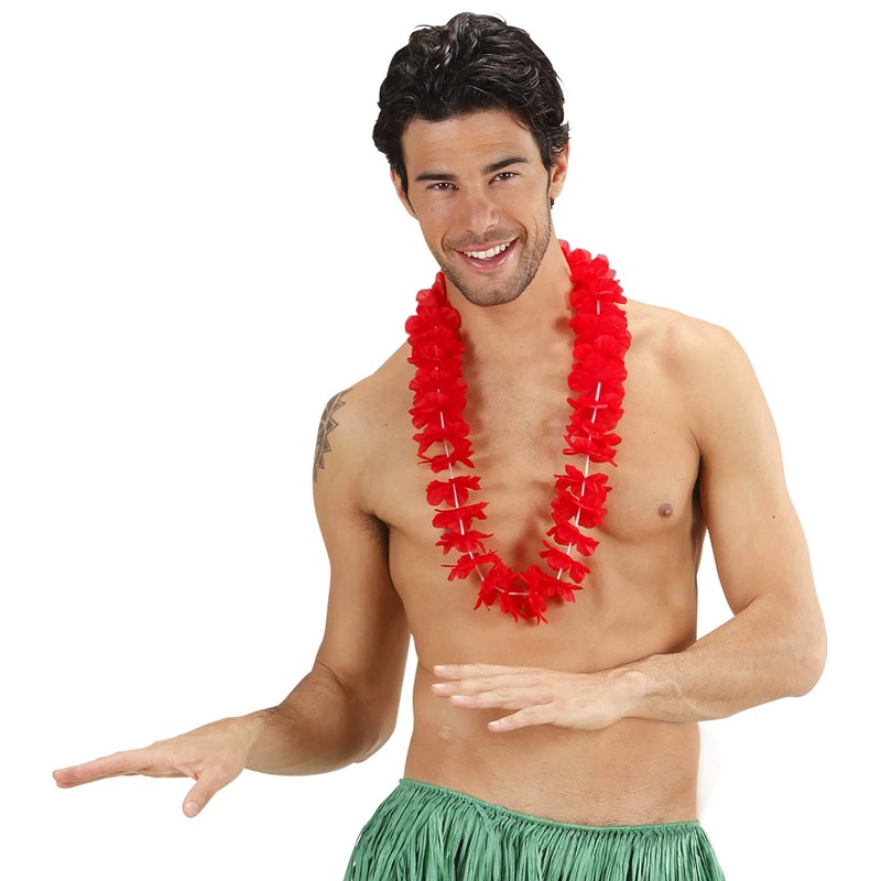 Hawaiian Leis - Red Accessory for Tropical Lua Fancy Dress