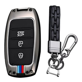 KUNIO Keyless Key Fob Cover fit for Kia Sportage Rio NIRO Sorento Stonic Ceed 2 Picanto GT Line Picanto X-line Soul Key Protection Metal Cover Key Cover Key Fob 3 Buttons A Black