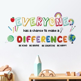 DTLIFEK Colorful Inspirational Quotes Rainbow Wall Decals Be Kind Wall Sticker Be Brave Motivational Words Phrase Wall Art Vinyl Removable Wallpaper for Kids Bedroom Nursery Classroom Home Decoration