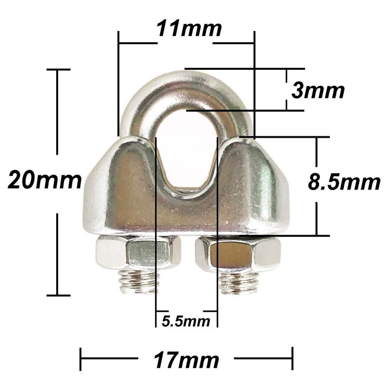 HEVERP 20PCS 1/8 Inches M3 Stainless Steel Wire Rope Cable