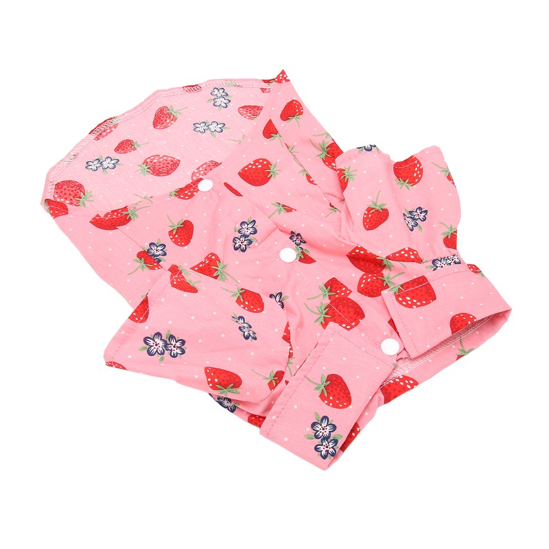 Dog Summer Shirts Cute Strawberry Print Turn Down Collar Snap