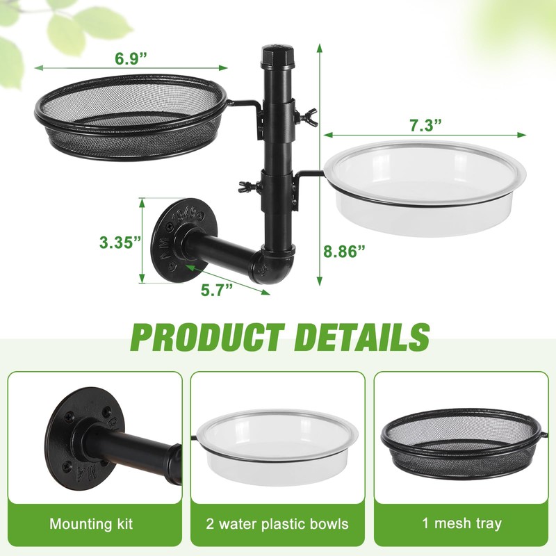Urban Deco Wall Mounted Bird Feeder With Detachable Tray and