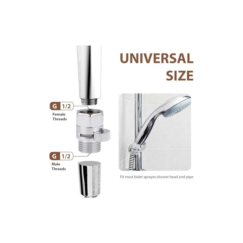 Shower Head Flow Restrictor Control Valve Shut Off for Hand