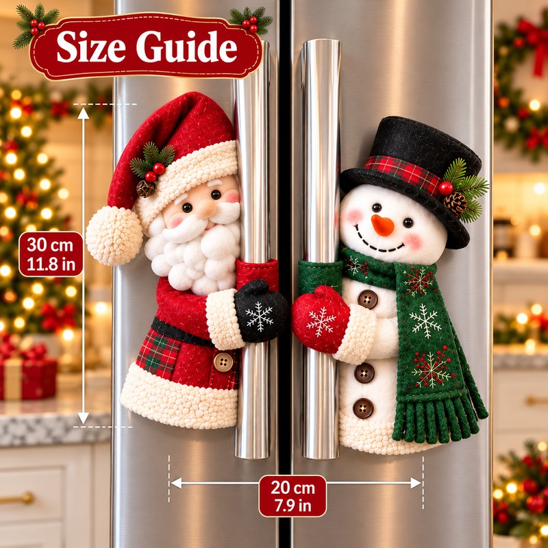 Christmas Refrigerator Handle Covers for Holiday Decorating – Plush Santa