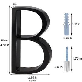 Noguez. Números y Letras para casa exterior, Números Modernos Exteriores para Casas, Departamentos, Oficinas, Bodegas, Locales. Número de 5 pulgadas de aspecto flotante y fácil de Instalar. (Letra B)