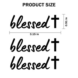 Bittwee 3PCS Blessed Car Rearview Mirror Decal, Vehicle Rear View Vinyl Affirmation Stickers, Automotive Window Decoration Label Decals Accessories, Universal for SUV, Sedan, Truck (Black)