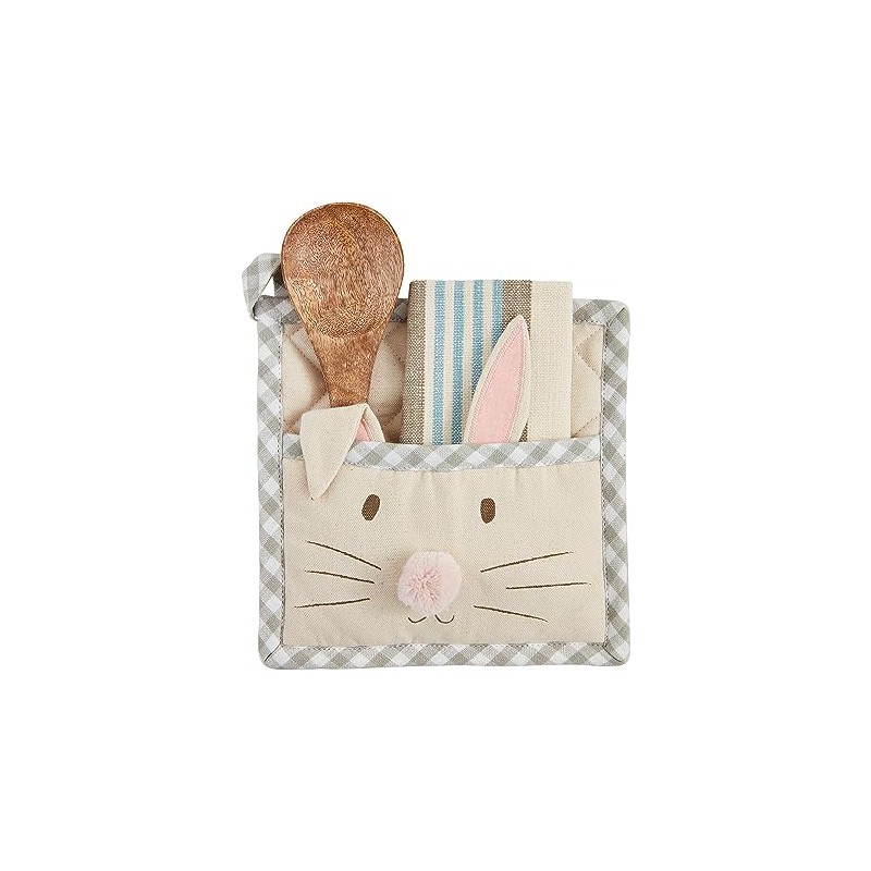Mud Pie Bunny Pot Holder Set, Square; 8" x 8"