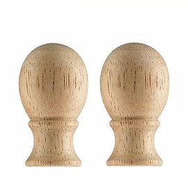 U/D 2 Packs Natural Hard Wood Ball Shaped Lamp Finial Cap Knob Lamp Decoration for Lamp, Natural Wood, 1-3/4 Inches (Wooden)