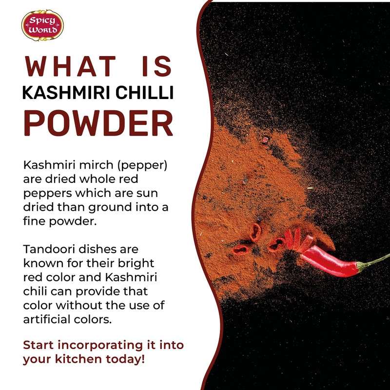Spicy World Kashmiri Chilli Powder (Chili) 1 Pound Bulk Jar