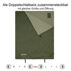 MAPLEAF Umschlagschlafsack spleißbar tragbar wasserdicht kompakt leicht mit Kompressionssack für Camping Rucksackreisen Wandern Reisen und Outdoor im Frühling Sommer Herbst [-3°C bis 15°C]