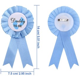 Gender Reveal Button Pins, Daddy and Mommy to Be Tinplate Badge Needle Pack of 2 Baby Tinplate Badge Pin with for New Dad Mum Gifts for Baby Shower Party Celebration, Pink and Blue