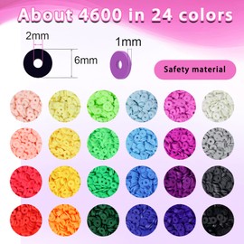 WANSPOORTS 6000+pcs 24Color Polymer Clay Beads Charms Friendship Bracelet Necklace Earring Jewelry Making kit, Accessories for Arts Crafts DIY Gifts for Women Girls
