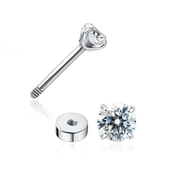 limerencia Hypoallergenic F136 Implant Grade Titanium Tiny CZ Studs Screw