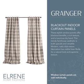Elrene Home Fashions Elrene Home Fashions Farmhouse Living Grainger Buffalo-Check Blackout Window Curtain, Living Room and Bedroom Drape with Rod Pocket Tabs, 52" x 84", Grey, 1 Panel
