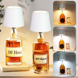 Cordless Bottle Lamp, Czgor 3 Color Dimmable Rechargeable Wine Bottle Lights Kit for Liquor Bottles, 5200mAh Portable Battery Operated Cordless Wine Lamp Shape for Restaurants Bars Party (White-2Pack)
