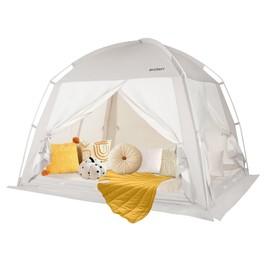 Bed Tents Canopy Bed–Privacy Dream Tent for Cozy Indoor Sleeping, Light-Reducing,and Breathable, with 4 Doors Floor Tent Bed–Available in Twin, Full, and Queen Sizes (Gray, Twin)