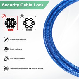 M METERXITY 1-Set Security Cable Lock with 3 Digit Combination Lock, 3.28FT PVC Coated Steel Luggage Lock Wire Rope for Luggage Suitcase/Outdoor Travel/Bike, Double Loop Cable [Blue]