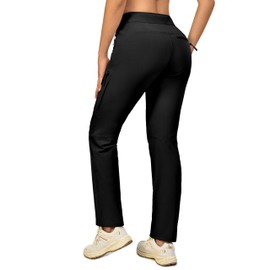 Little Donkey Andy Women's Lightweight Quick Dry Hiking Pants, UPF 50 Outdoor Pants for Work Travel, Water-Resistant (Black L)