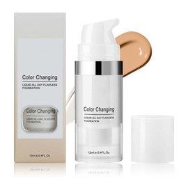 Foundation Colour Changing, Colour-Changing Foundation for Mature Skin, Flawless Concealer Liquid Foundation Make Up, Long Lasting Makeup Hold Changing Foundation, Moisturising (12 ml)