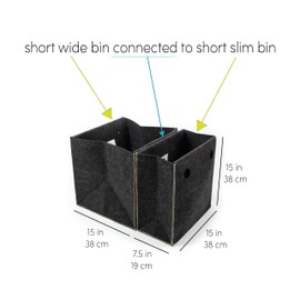 Three by Three Seattle Felt-Like-It™ Short-Wide Connectable Bins: Stylish and Versatile Storage Solutions for Laundry and More 15” tall x 15” wide x 15” deep