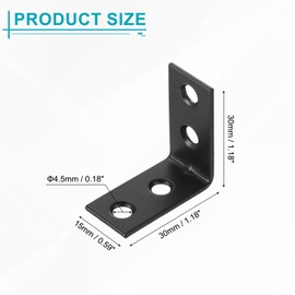 uxcell 20 Pcs L Corner Bracket Corner Brace Metal Joint Right Angle Brackets Fastener with Screws for Wood Shelves, Black, 1.18"x0.59"x1.18"