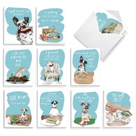 The Best Card Company 20 Assorted Blank Notecards Box Set 4 x 5.12 Inch with Envelopes (10 Designs, 2 Each) Naughty Dogs AM10694OCB-B2x10