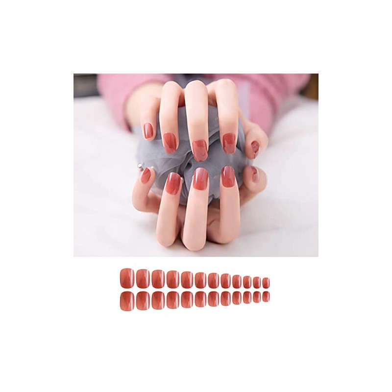 24pcs Removable Solid Color Nail Tips Deep Tight Solid Color