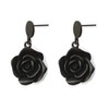 Gold Plated Rose Flower Earrings Black Dangle Drop Jewelry Bridesmaid
