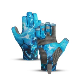 SUJAYU Fishing Gloves - Men & Women's UV Sun Protection Gloves for Kayak, Sailing, Paddling & Rowing - Fly Fishing Accessories (Blue, Medium)