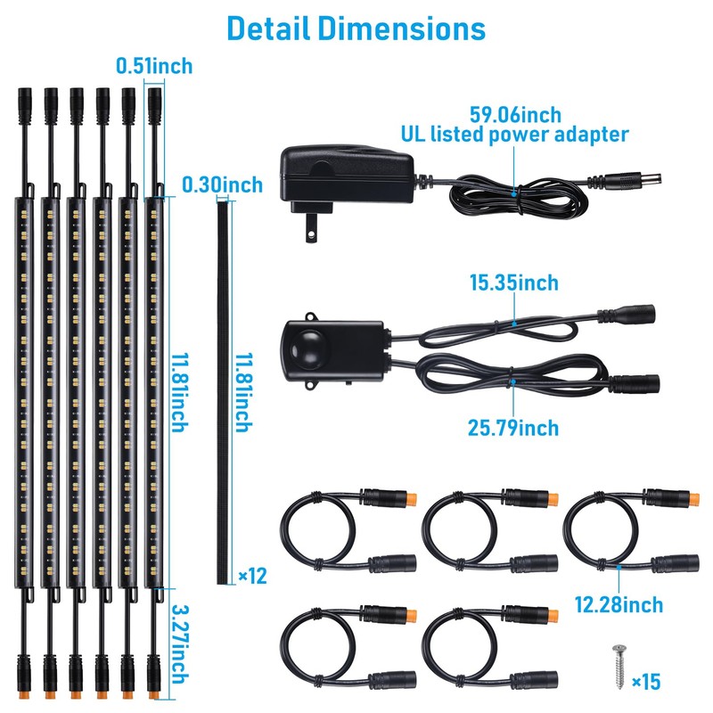 TORCHSTAR LED Safe Lighting Kit 3CCT, (6) 12 Inch Linkable