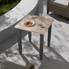 COOS BAY Modern Outdoor Side Table, Metal Outdoor Table, Patio Table with Wood Grain Top for Deck, Porch, Balcony, Garden