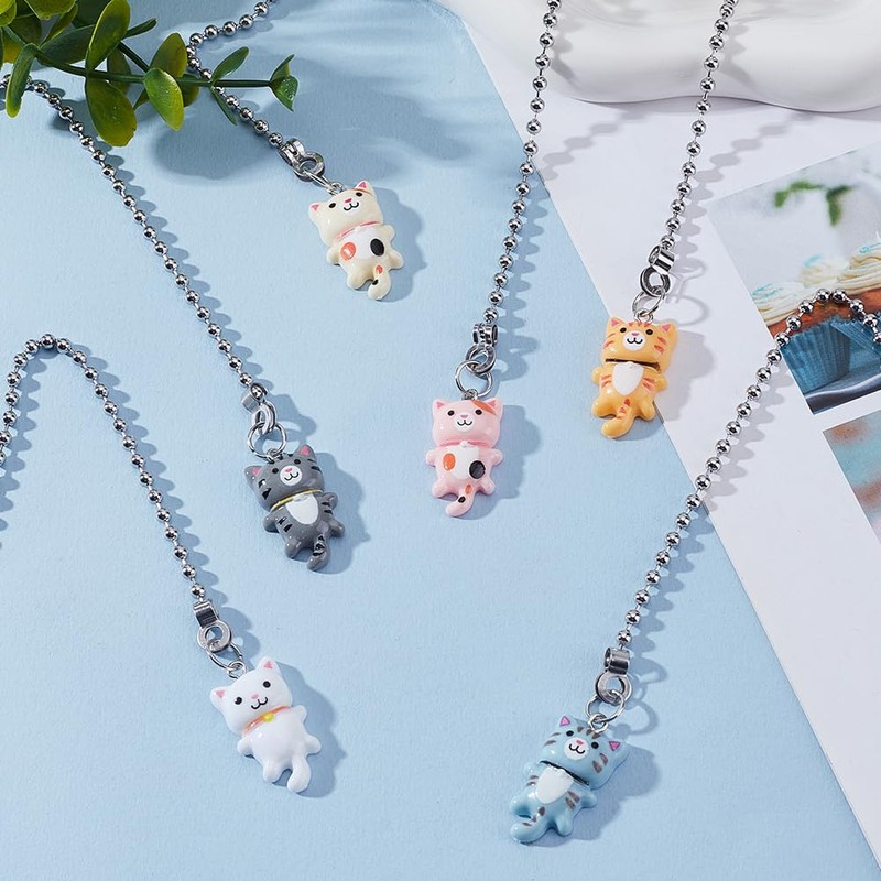 PLIGREAT 12 Pcs Ceiling Fan Pull Chain Extenders, Cute Cat