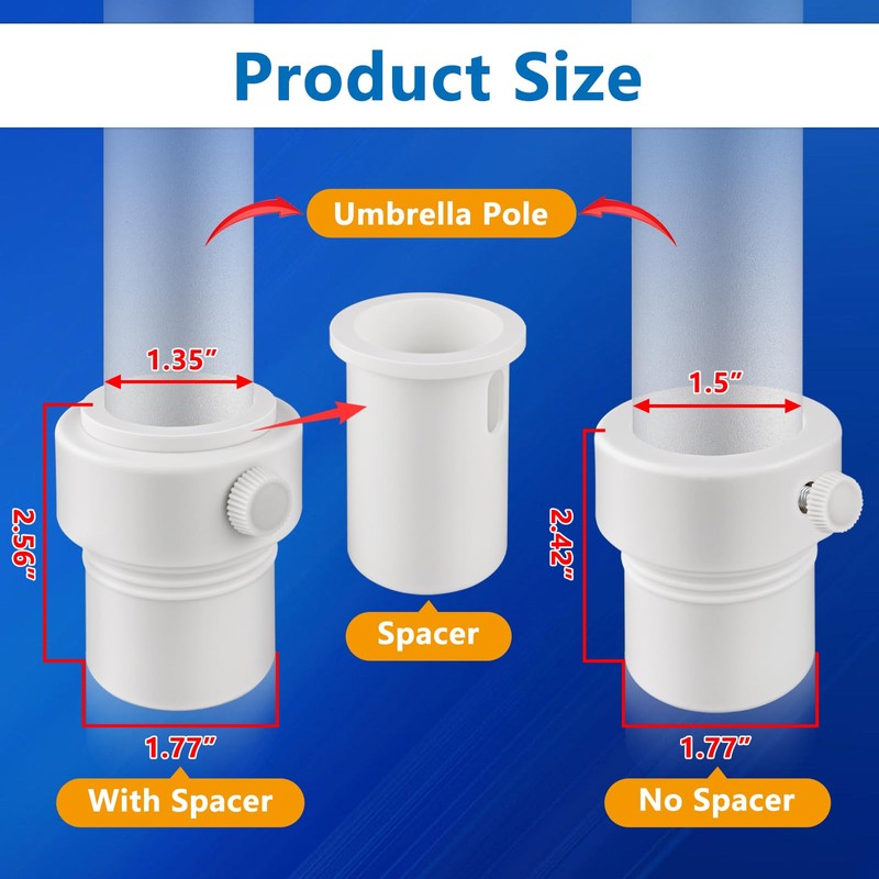 FANOVO Pool Umbrella Sleeve Stabilizer-Fits 1.5" & 1.35" Umbrella Poles,