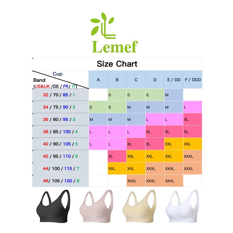 Lemef Wireless Bra for Women Full Support Seamless Underoutfit Bra