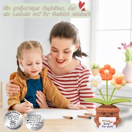 Mwmoeen Glücksbringer Geschenk Gestrickte Blumen, Pocket Hug Positive Strickwolle Blumen Puppe und Kleine Umarmung Glücksbringer, Mutmacher Gute Besserung Einschulung Geschenk ﻿