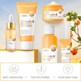 Vitamin C Skincare Set Moisturizing Face Kit with Facial Cleanser Serum Cream Toner for Eye Skin and Anti-Aging / 비타민 C 스킨케어 세트 페이셜 클렌저가 포함된 보습 페이스 키트 세럼 크림 아이 피부 및 노화 방지를 위한 토너