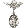 Sterling Silver Baby Badge with St. Camillus of Lellis Charm