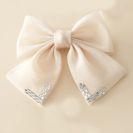 FASELE Hair Clip, Barrette, French Style, Crystal, European Roots, Large Hair, Bowknots, Aribon, Hair Ornament, Elegant, Hair Accessory, Stylish, Wedding, Formal, Work Commute, Party,