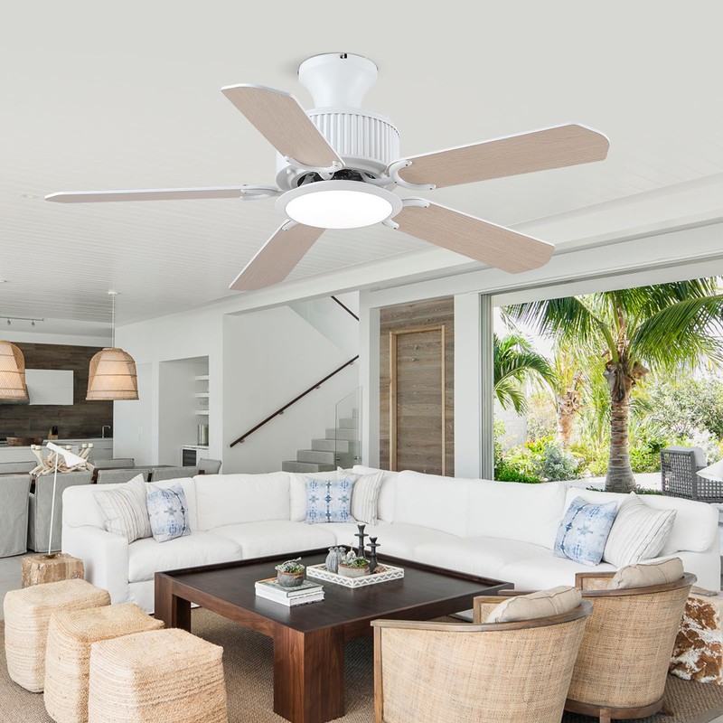 Surtime 44In Flush Mount Ceiling Fans with Lights and APP&Remote
