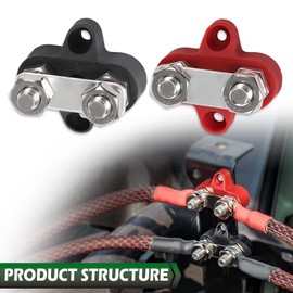 GRAND ORANGE 5/16" Terminal Stud Junction Blocks Battery Bus Bar Dual Power Distribution Block Insulated 2pcs Red Black 5/16inch Terminal Blocks