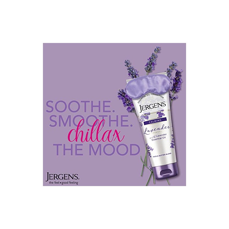 Jergens Lavender Body Butter Moisturizer, 7 Ounce Lotion, with Essential