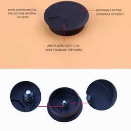 AIMALL 12PCS Plastic Desk Cord Cable Hole Cover Computer Desk Table Grommet Cable Tidy Surface Port Wire Hole Cover Plug Cap 50MM