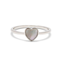 Pura Vida Silver Heart of Pearl Ring - Mother of Pearl, Brass Base Band - Size 8