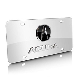 Au-Tomotive Gold, INC. Acura Chrome Logo + Name On Polished License Plate