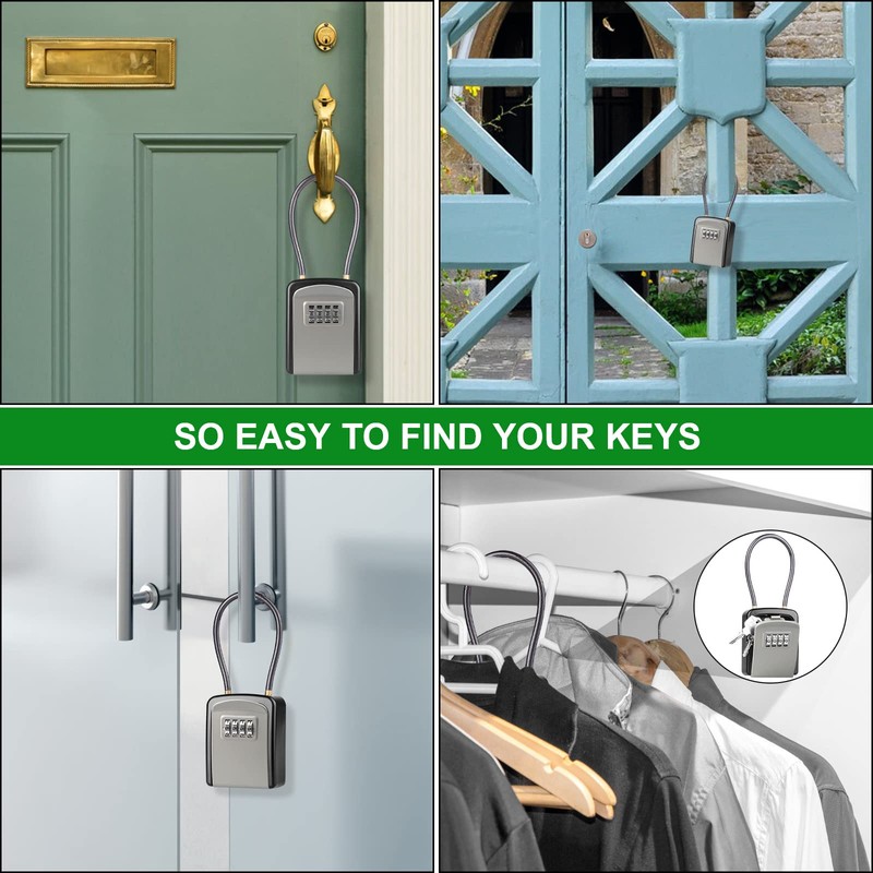 Key Lock Box, [New Version] [Flexible Rope] Diyife Portable Outdoor