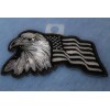 Ivamis Eagle With Waving Flag Black Silver Patriotic Iron on